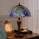 Large 16" Blue Wisteria Leadlight Stained Glass Tiffany Table Lamp