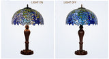 Large 16" Blue Wisteria Leadlight Stained Glass Tiffany Table Lamp
