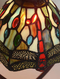Dragonfly Tiffany Style Stained Glass Table Lamp with Heart-shaped Metal Base