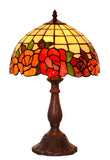 12" Red Rose Style Leadlight Stained Glass Tiffany Bedside Lamp