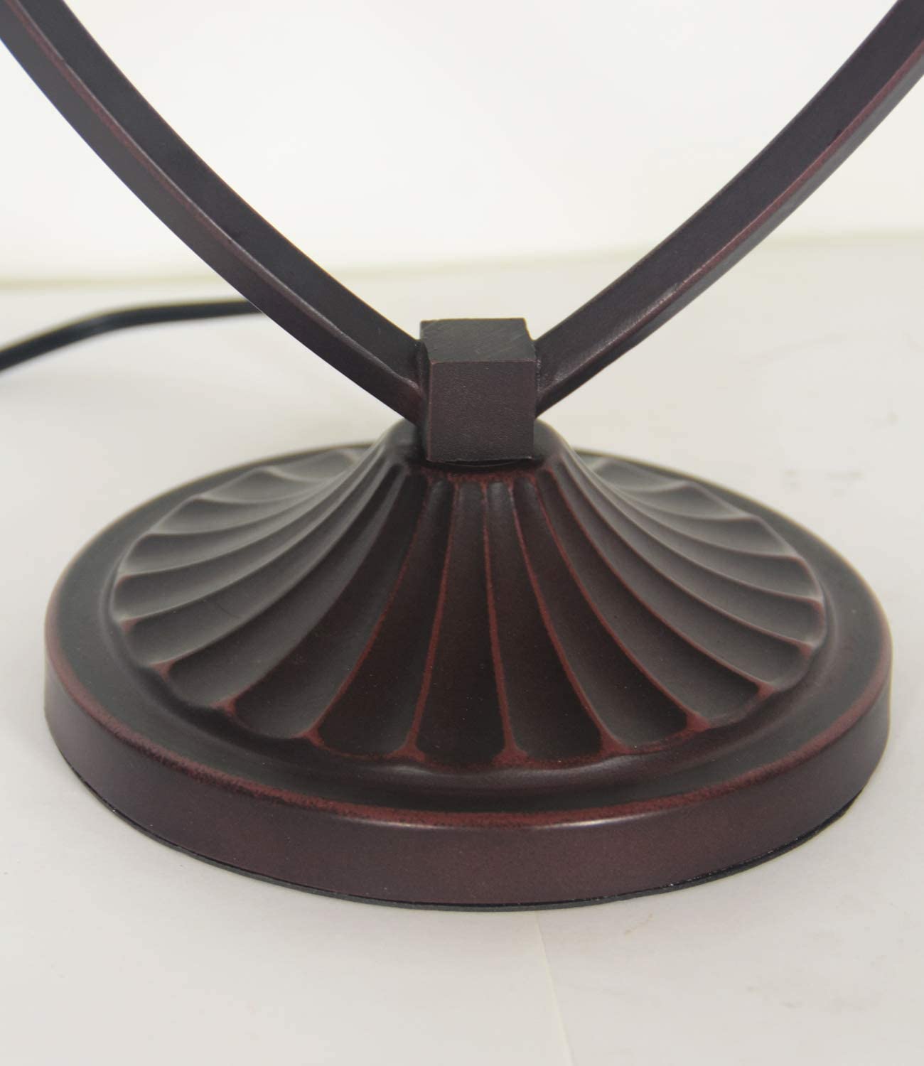 Dragonfly Tiffany Style Stained Glass Table Lamp with Heart-shaped Metal Base