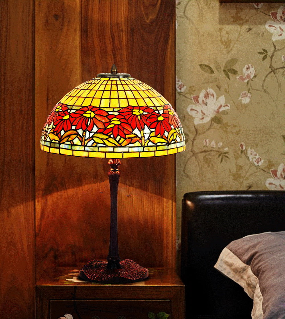 Legend Collection@Large 16" Black-eyed Susan Flower Stained Glass Tiffany Table Lamp
