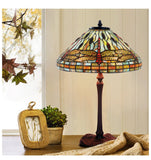 Legend Collection@Large 16" Dragonfly Stained Glass Tiffany Table Lamp