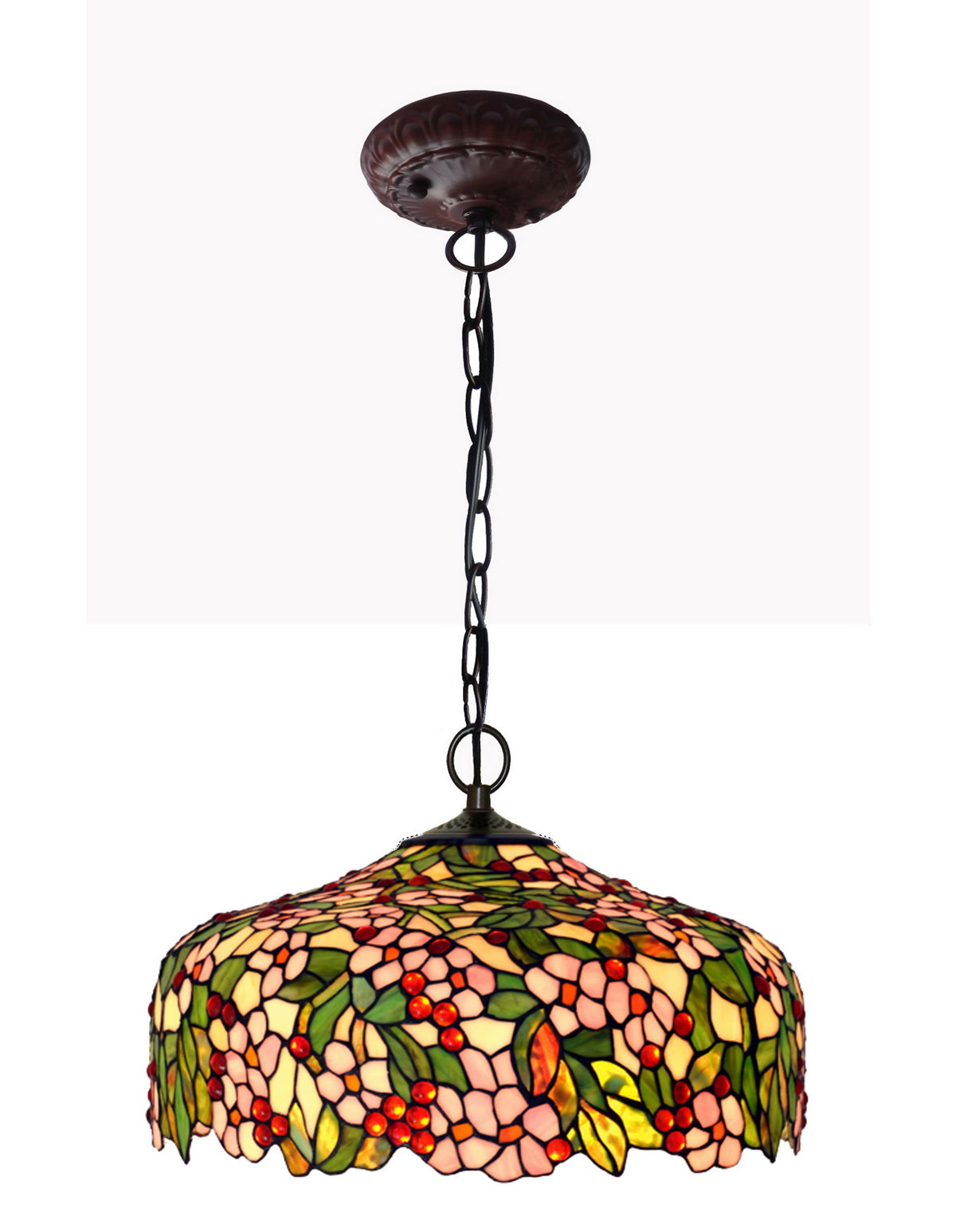Huge 20" The apple blossom Stained Glass Tiffany Hanging Light