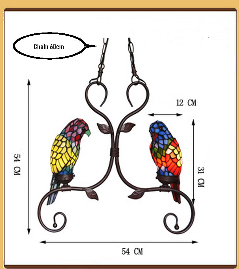 Luxury Tiffany Red AND Green Parrot Novelty Pendant Light