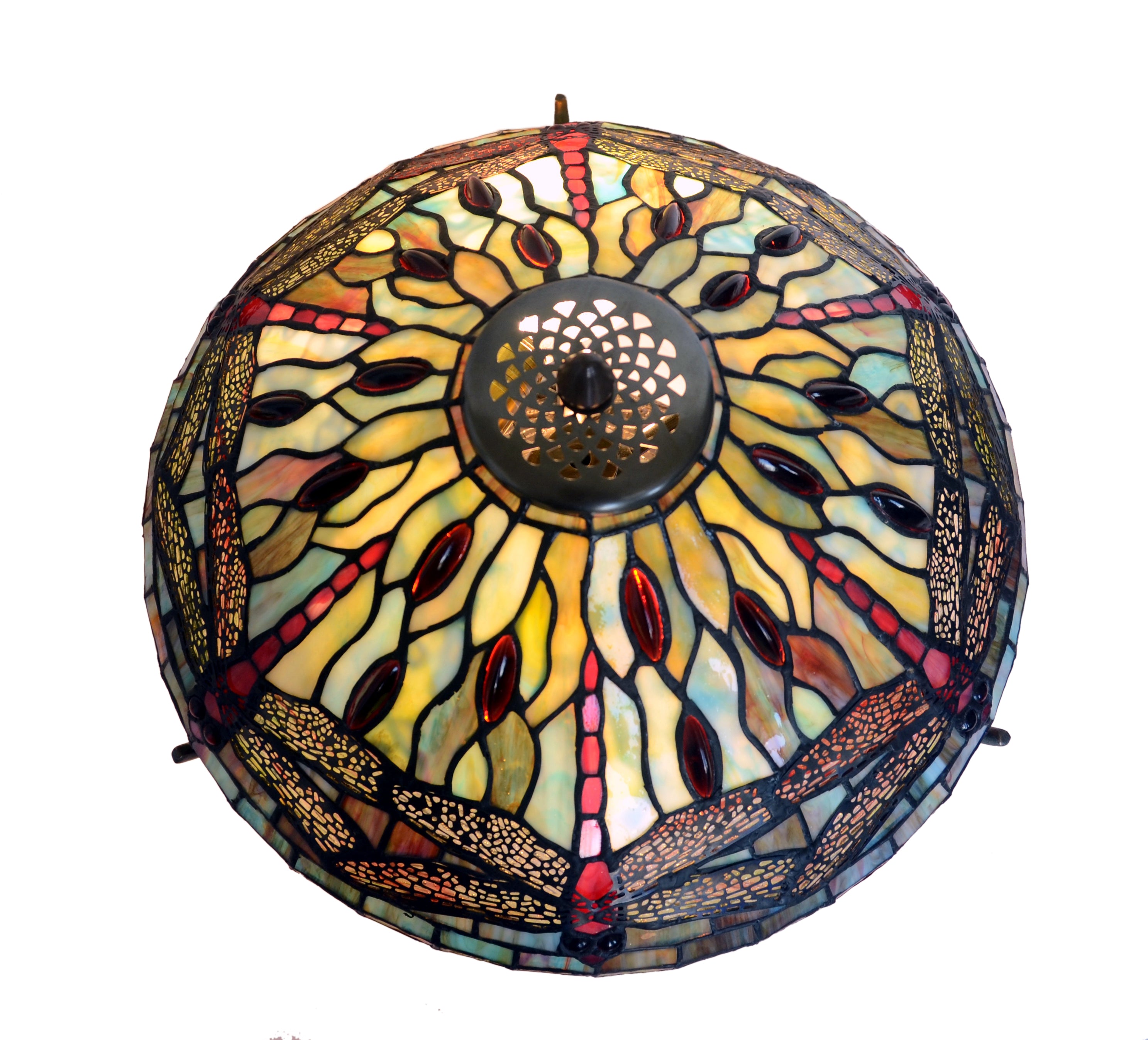 Large 16" Blue Dragonfly Tiffany Stained Glass Shade Downlight Tiffany Pendant Lights