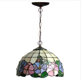 12" Butterfly Flower Stained Glass  Tiffany Hanging Light