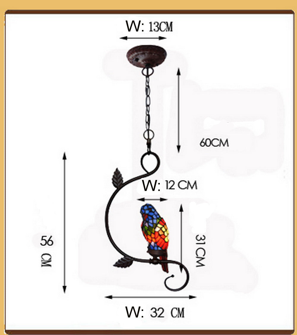 Elegant Tiffany Red Parrot Novelty Pendant Light