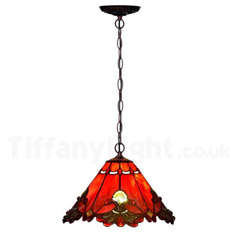 12" Red Jewel Carousel Tiffany Stained Glass Shade Downlight Tiffany Pendant Lights
