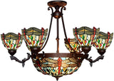 7-Light Blue Dragonfly Style Tiffany  Chandelier Pendant Lights