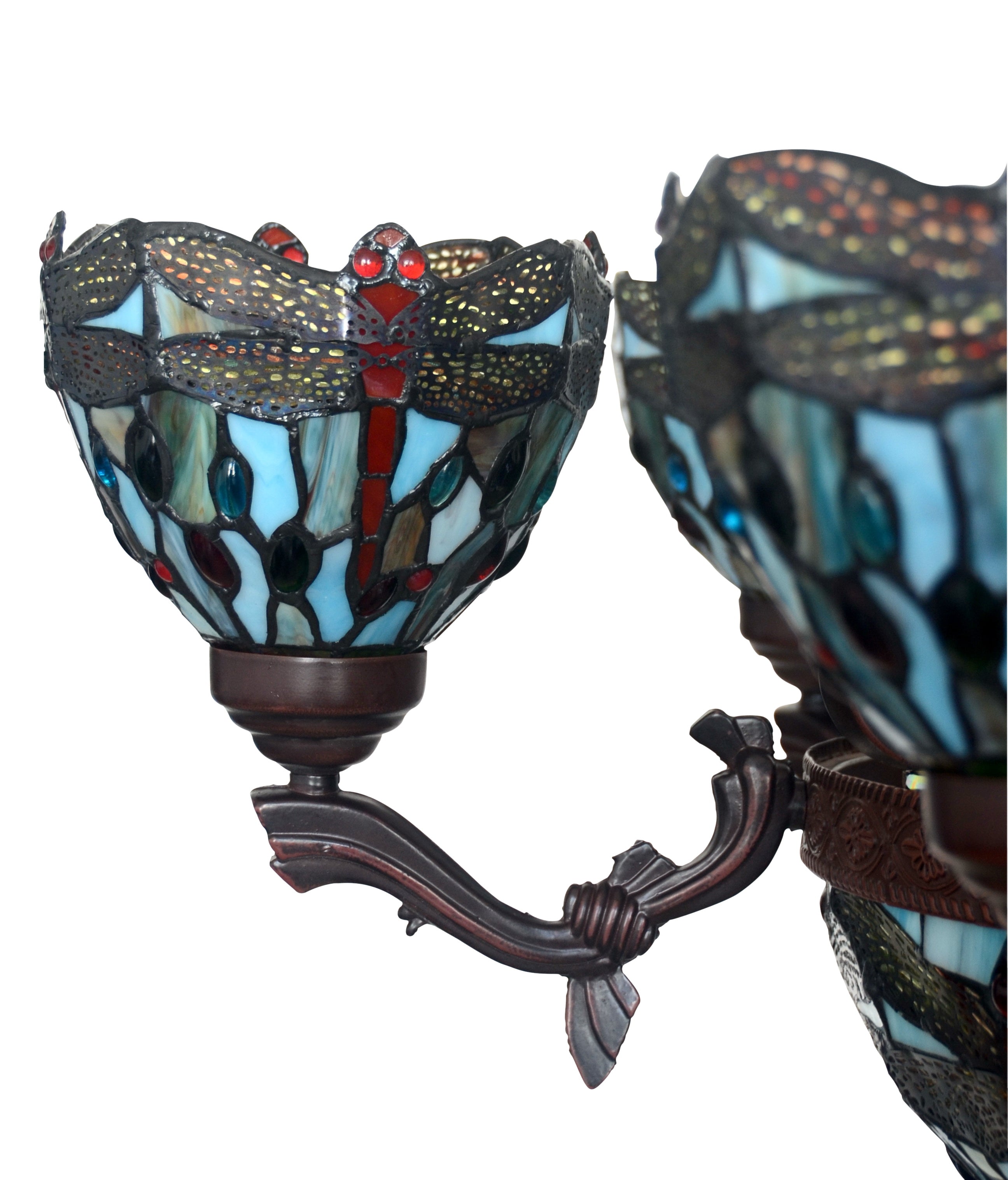 7-Light Blue Dragonfly Style Tiffany  Chandelier Pendant Lights