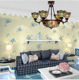 7-Light Blue Dragonfly Style Tiffany  Chandelier Pendant Lights
