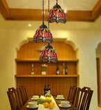 3 light Red Dragonfly Style Tiffany Stained Glass Pendant Lights