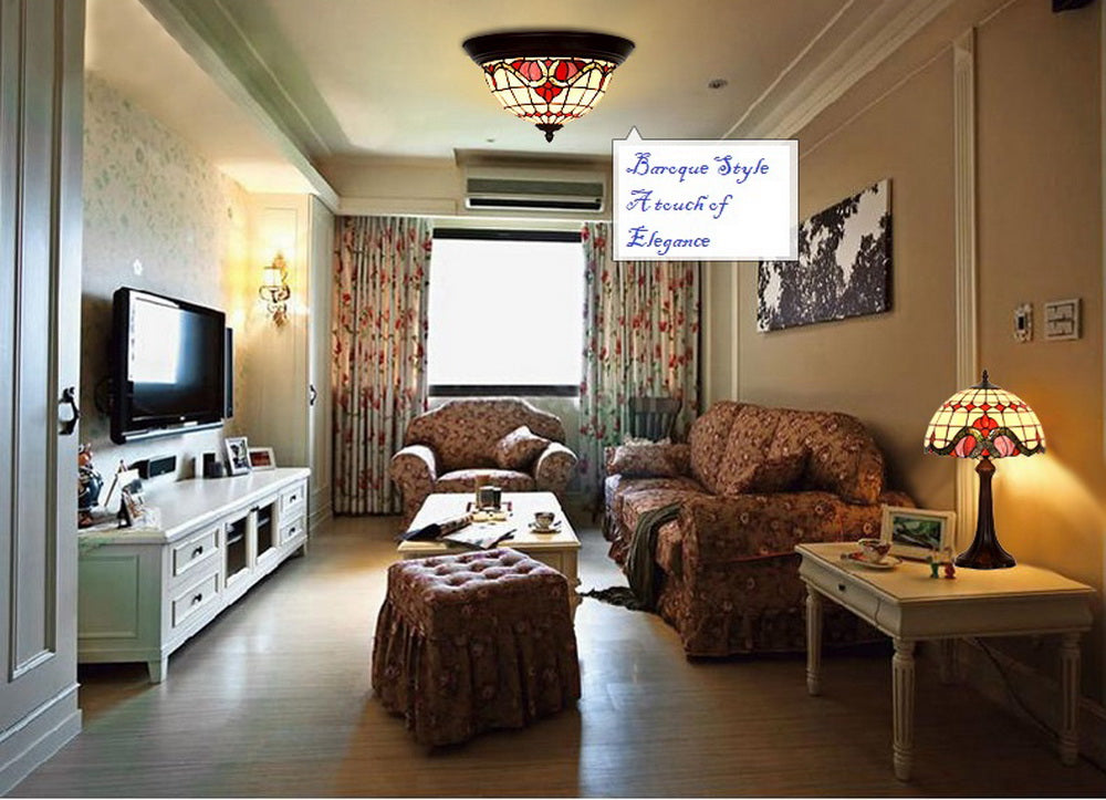 Classical Baroque Tiffany Style  Flush Mount Ceiling Lights
