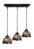 3 light blue Dragonfly Style Tiffany Stained Glass Pendant Lights
