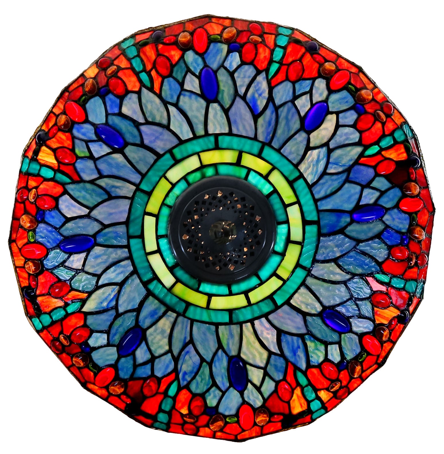 Timeless CollectionHuge @18 inches Blue Red Dragonfly Style Tiffany Table Lamp