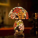 Exquisite 8" Traditional Rose Tiffany Table Lamp with Lighted Base