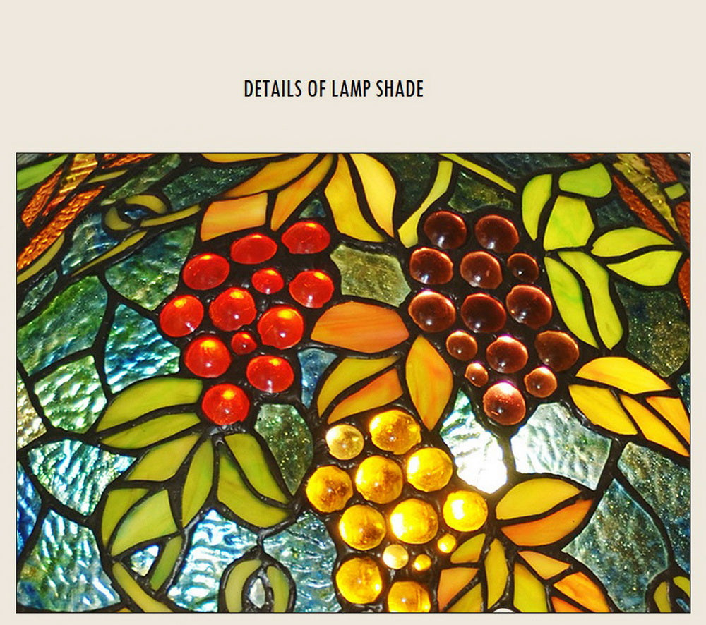 Limited Edition@Huge Tiffany Reproduction Double Lights Traditional Grape Table Lamp