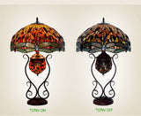 Limited Edition@Huge 18" Tiffany Reproduction Double Lights Traditional Dragonfly Tiffany Table Lamp