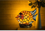 Tiffany Leadlight Art Deco Stained Glass Fish Accent Lamp