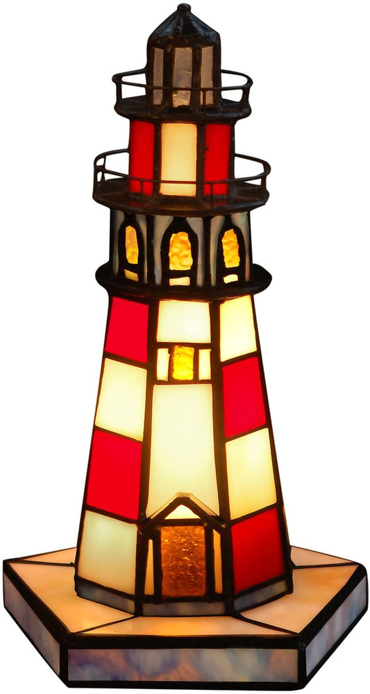Lighthouse Tiffany Leadlight Art Deco Stained Glass Accent Lamp