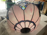 Huge 20" Lavender Pink Tiffany Style Stained Glass Floor Lamp