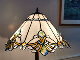 Large Jewel Carousel White  Stained Glass Tiffany Floor Lamp