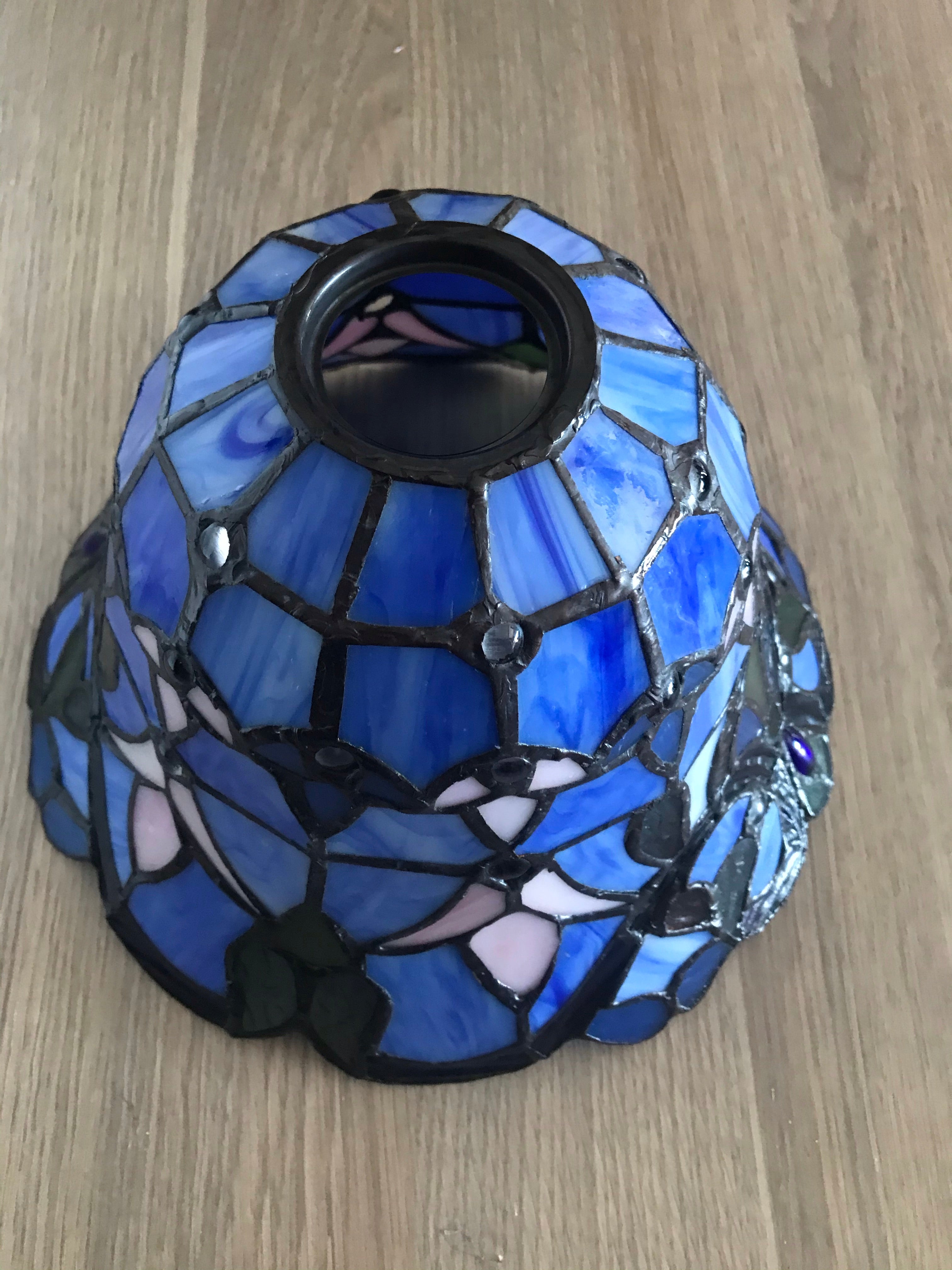 Blue Victorian Leadlight Stained Glass Bridge Arm Tiffany  Floor Lamp