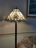 Large Jewel Carousel White  Stained Glass Tiffany Floor Lamp