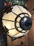 14" Beige Jewel Carousel Tiffany Bedside Lamp