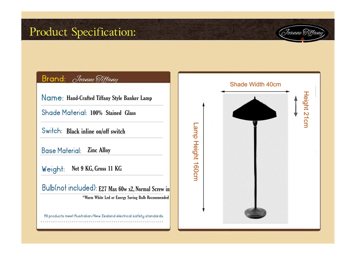 Large 16" Magpies Bird cherry blossom Stained Glass Tiffany Floor Lamp